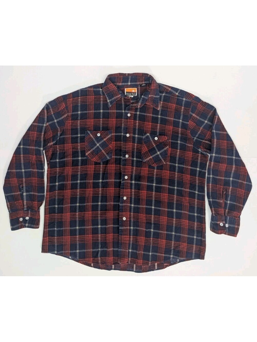 Vintage Ozark Trail Plaid Flannel Shirt Men's XL Cotton Pockets Heavyweight Hong